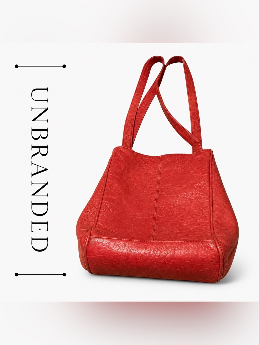 Unbranded burnt orange Leather Look Shoulder Bag Textured Tote Handbag